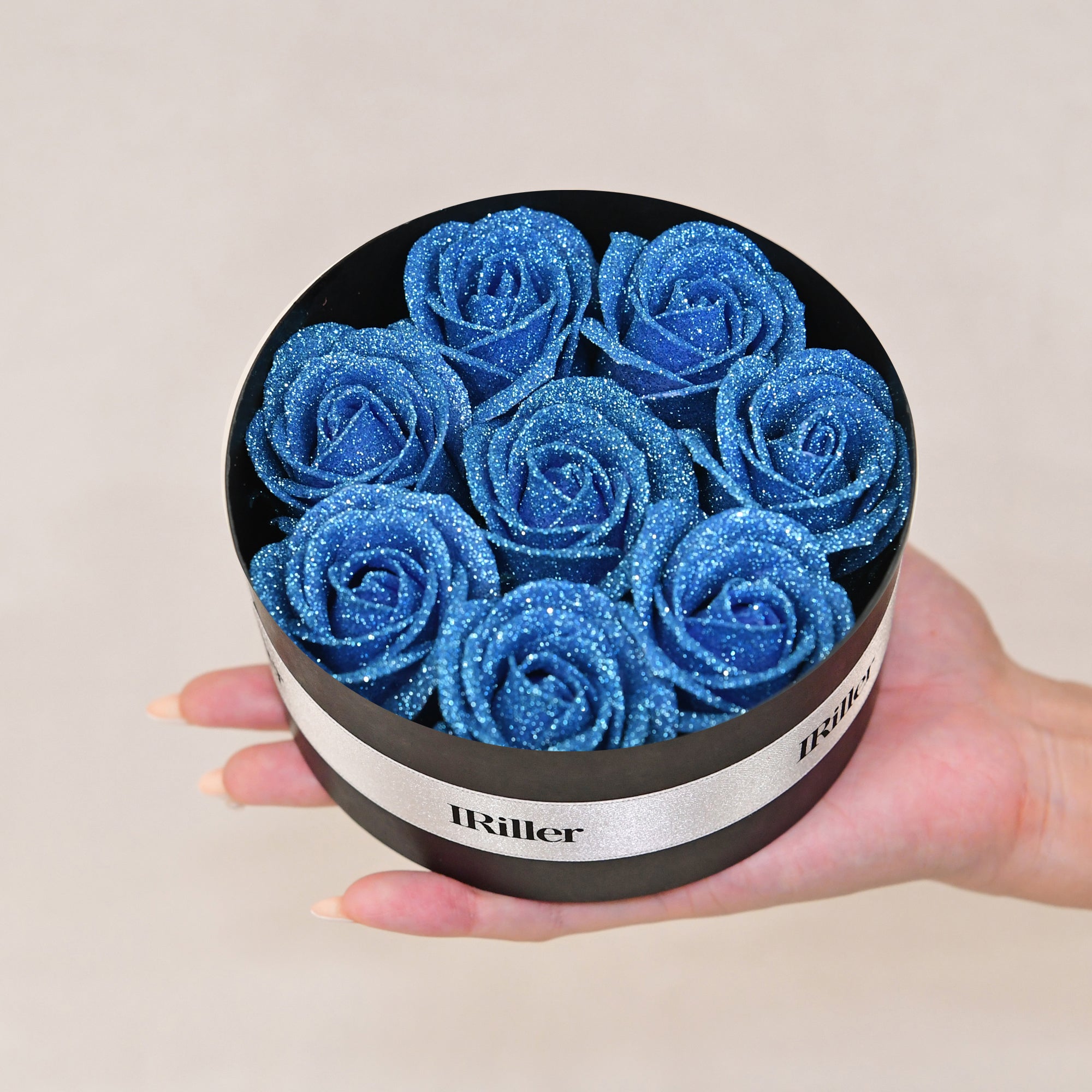 ぽぽーページ　青薔薇　30本　グリッターローズ　オーダーメイド グリッターローズ ボックスローズS｜【公式】IRiller