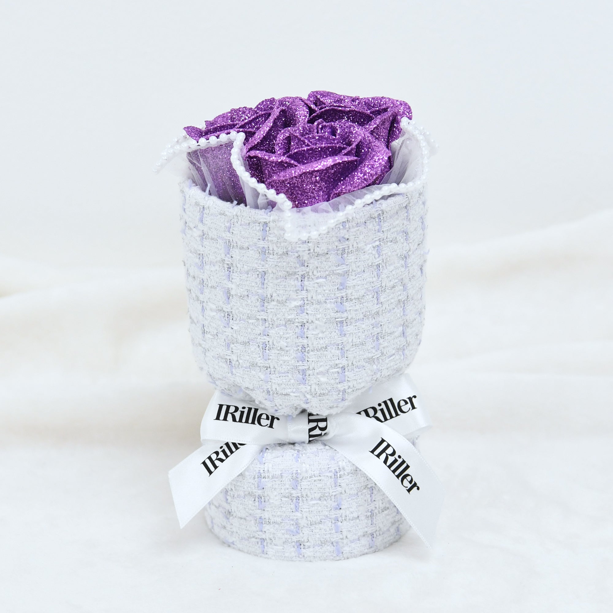 グリッターローズの花束 紫のバラ ツイードブーケ｜【公式】IRiller