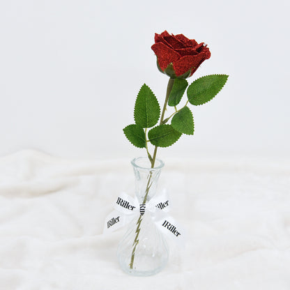 グリッターローズ １本の花束［花瓶セット］